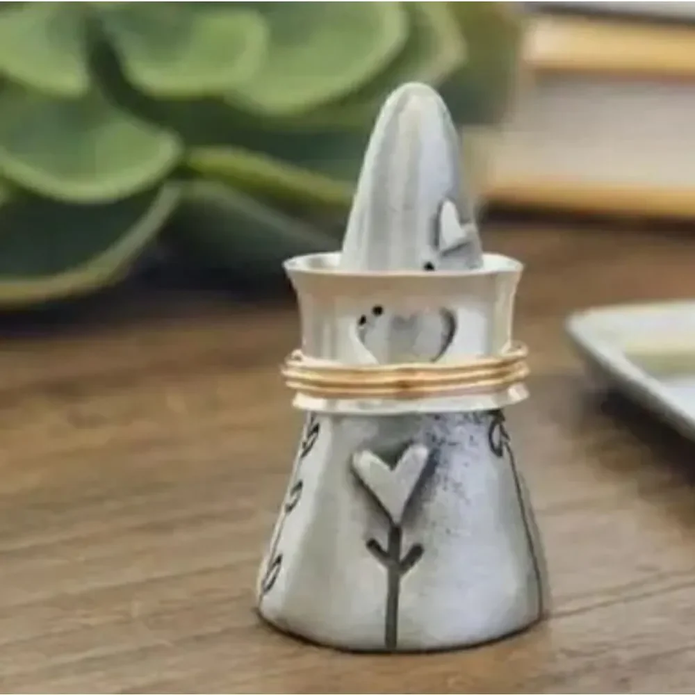 Silver Hollow Heart Fashion Ring